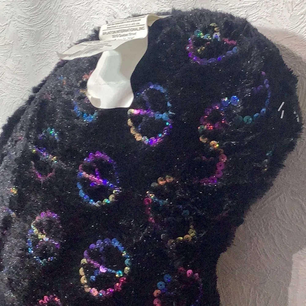 Plush heart shaped Pillow NWOT - with sequined peace signs - front and back